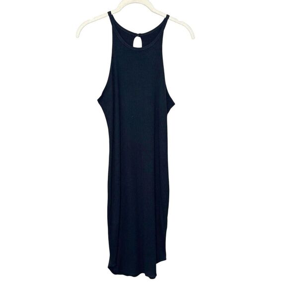 LNA Dress Small Black Double Layer Ribbed Tank Keyhole Midi Stretch Made USA - Picture 3 of 11